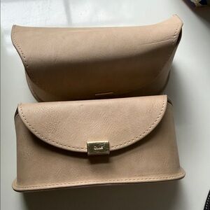 Chloe Beige Sunglass Case with Gold Hardware